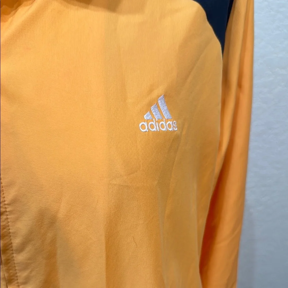 Adidas Vibrant Orange Grey Women‎ Zip Up Wind Breaker Jacket With Pockets XL